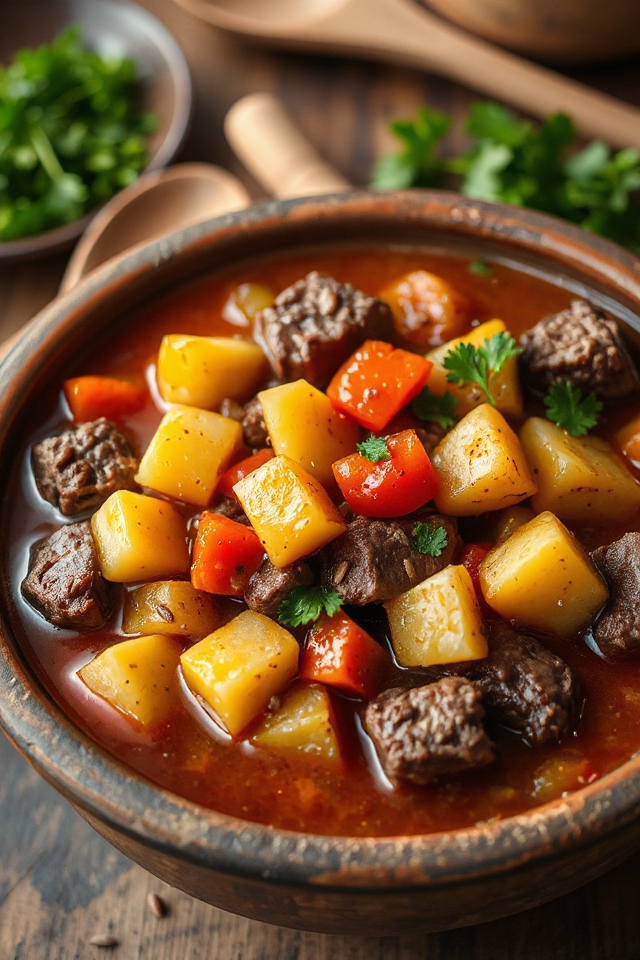 brown beef add vegetables