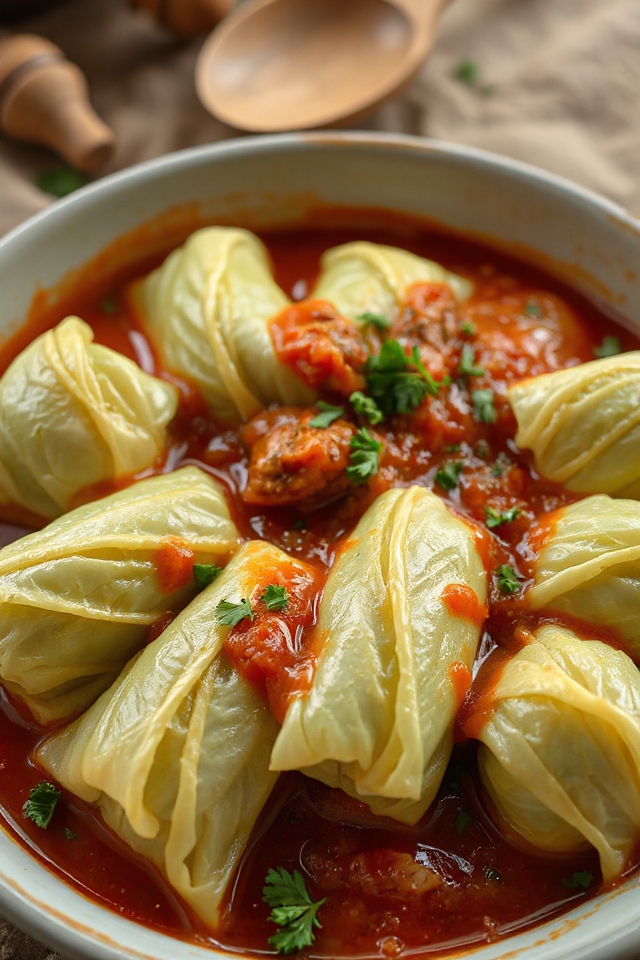cabbage rolls with meat filling