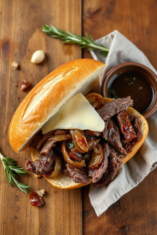 delicious french dip sandwich