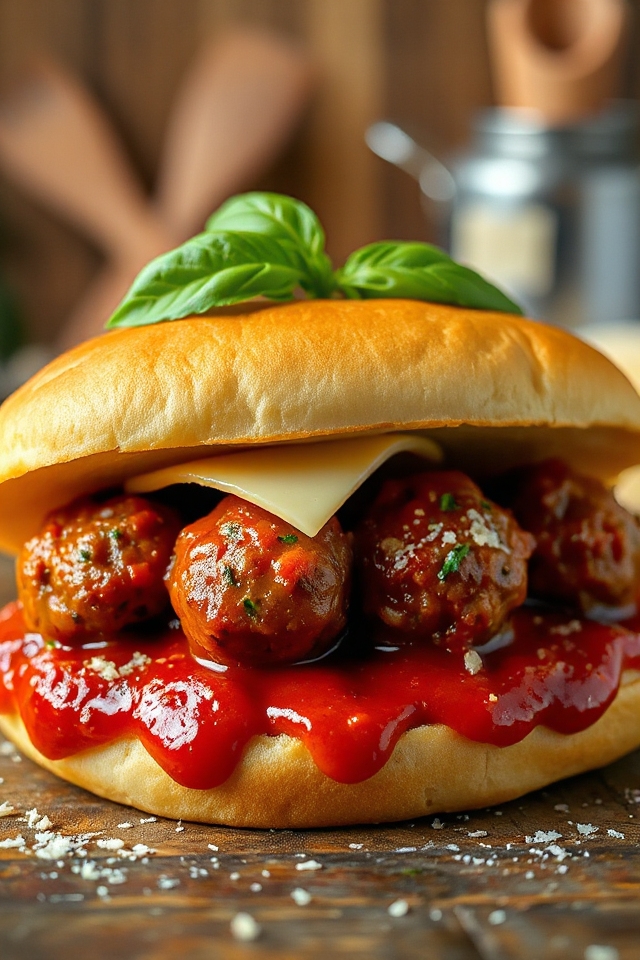 delicious italian meatball sandwich