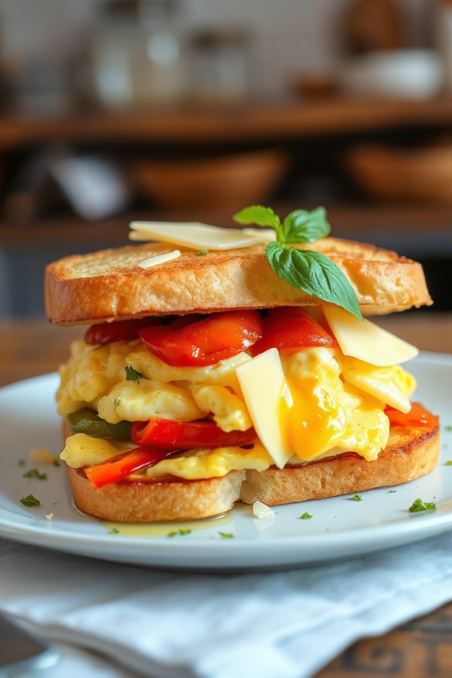 delicious pepper and egg sandwich