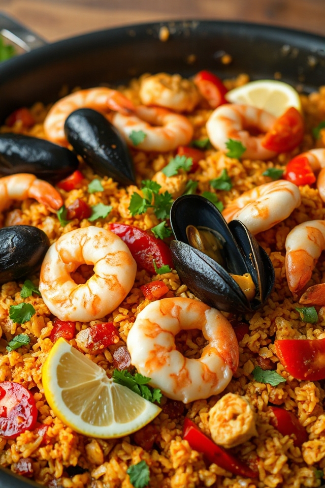 delicious spanish seafood paella
