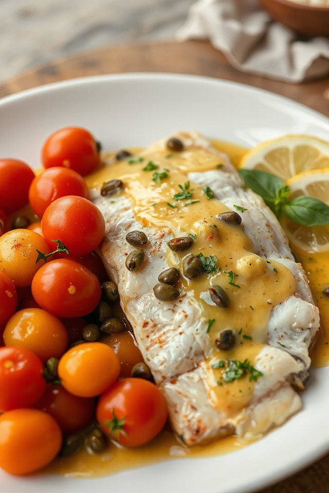lemon garlic fish with tomatoes