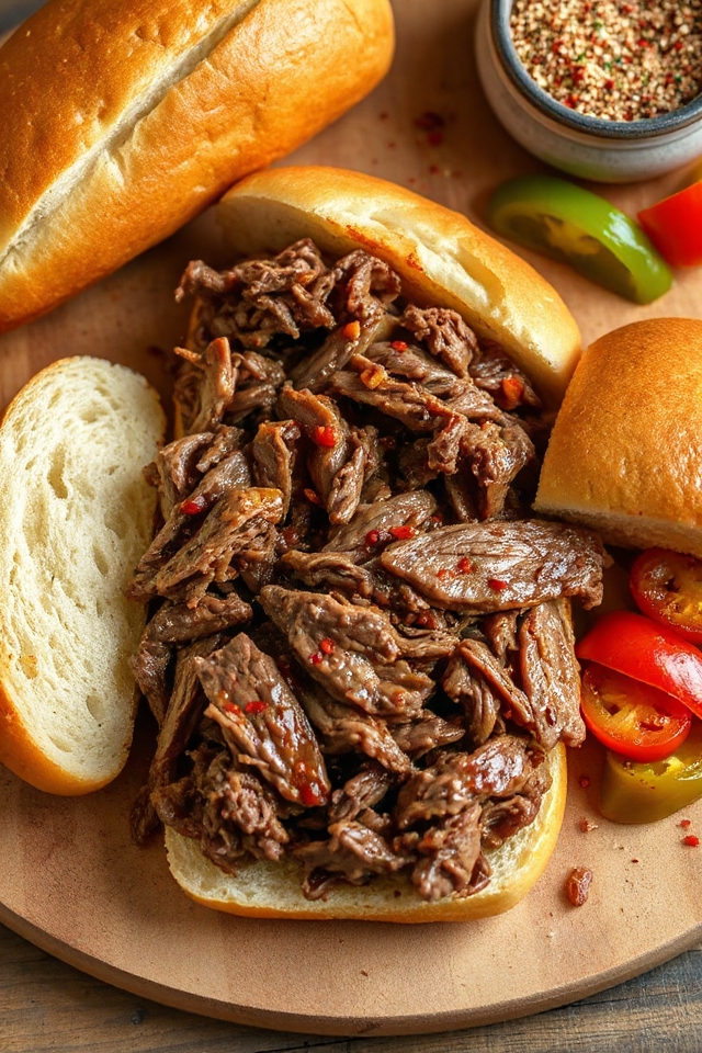 savory italian beef sandwich
